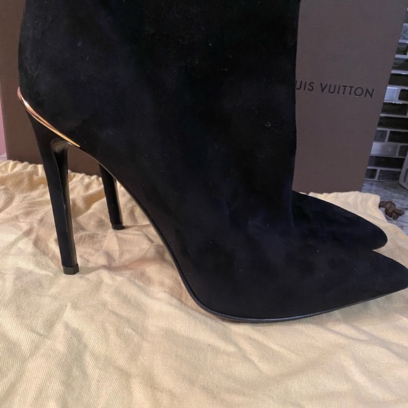 Black Suede Louis Vuitton Knee High Boots Size37.5 - Picture 2 of 8